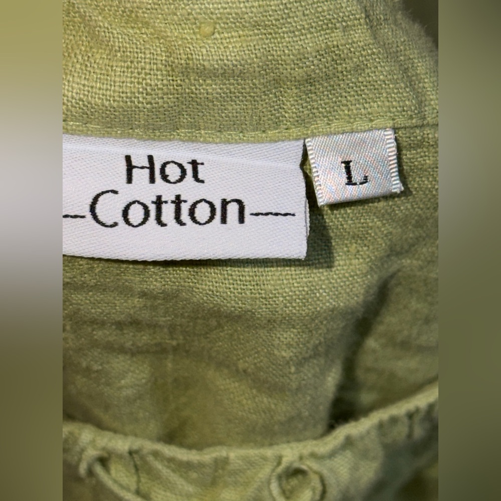Hot Cotton Sage Green Linen Blouse - Picture 3 of 5